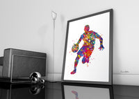 Basketball Player Man Watercolor Print Jumpman Basketball Sport Wall Art NBA Poster Wall Decor Sports Basketball Poster Wall Hanging-1753