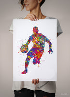 Basketball Player Man Watercolor Print Jumpman Basketball Sport Wall Art NBA Poster Wall Decor Sports Basketball Poster Wall Hanging-1753