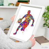 Basketball Player Man Watercolor Print Jumpman Basketball Sport Wall Art NBA Poster Wall Decor Sports Basketball Poster Wall Hanging-1753