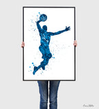 Basketball Player Man Watercolor Print Jumpman Basketball Sport Wall Art NBA Poster Wall Decor Sports Basketball Poster Wall Hanging-1826