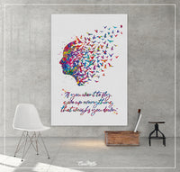 Mind Quote Watercolor Print Flying Birds Quote Meditation Art Lao Tzu Yoga Print Psychology Clinic Terapy Art Yoga Wall Decor Nirvana-282