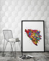 Bosnia and Herzegovina Map Watercolor Print Art Print Wedding Gift Hometown Wall Decor Art Home Decor Country Map of Bosnian Travel Art-1717