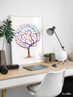 Brain Tree Anatomy Watercolor Print Medical Art Science Art Wall Decor Wall Art Neurology Human Brain Doctor Gift Science Wall Hanging-1842