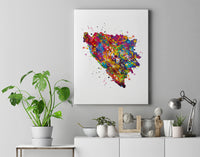 Bosnia and Herzegovina Map Watercolor Print Art Print Wedding Gift Hometown Wall Decor Art Home Decor Country Map of Bosnian Travel Art-1717