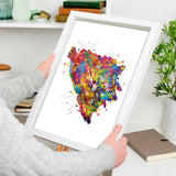 Bosnia and Herzegovina Map Watercolor Print Art Print Wedding Gift Hometown Wall Decor Art Home Decor Country Map of Bosnian Travel Art-1717