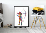 Archery Girl Watercolor Print Archery Female Woman Mom Bow and Arrow Girls Bowhunting Wall Art Fearless Girl Warrior Woman Wall Hanging-1757