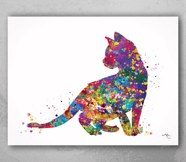 Cat Art Watercolor Print Cat Lover Wall Art Home Decor Kitty Cat Painting Kitten Housewarming Cat Nursery Decor Cute Cats Wall Hanging-1614