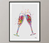 Champagne Glasses Champagne Flute Watercolor Print Bar Kitchen Decor Celebretion Wedding Gift Home Decor Home Party Housewarming Gift-727
