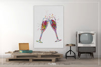 Champagne Glasses Champagne Flute Watercolor Print Bar Kitchen Decor Celebretion Wedding Gift Home Decor Home Party Housewarming Gift-727