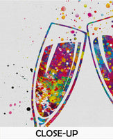 Champagne Glasses Champagne Flute Watercolor Print Bar Kitchen Decor Celebretion Wedding Gift Home Decor Home Party Housewarming Gift-727