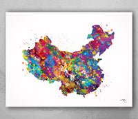 China Map Watercolor Print Art Print Wedding Gift Hometown Chinese Map Housewarming Gift Wall Decor Home Decor Country Map of China-1829