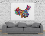 China Map Watercolor Print Art Print Wedding Gift Hometown Chinese Map Housewarming Gift Wall Decor Home Decor Country Map of China-1829