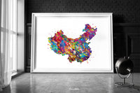 China Map Watercolor Print Art Print Wedding Gift Hometown Chinese Map Housewarming Gift Wall Decor Home Decor Country Map of China-1829