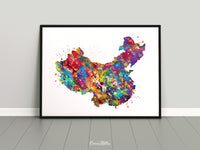 China Map Watercolor Print Art Print Wedding Gift Hometown Chinese Map Housewarming Gift Wall Decor Home Decor Country Map of China-1829