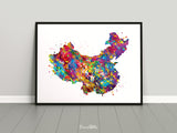 China Map Watercolor Print Art Print Wedding Gift Hometown Chinese Map Housewarming Gift Wall Decor Home Decor Country Map of China-1829
