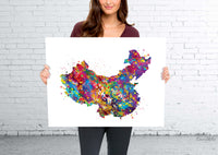 China Map Watercolor Print Art Print Wedding Gift Hometown Chinese Map Housewarming Gift Wall Decor Home Decor Country Map of China-1829