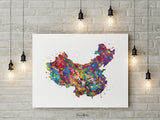 China Map Watercolor Print Art Print Wedding Gift Hometown Chinese Map Housewarming Gift Wall Decor Home Decor Country Map of China-1829