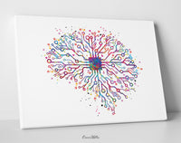 Circuit Brain Watercolor Print Medical Art Science Art Neuroscience Wall Art Neurology Human Brain Tech Gift Computer Technology Art-1745