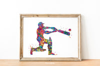 Cricket Player Man Watercolor Print Male Cricket Cricket Art Wall Art Decor Boys Cricket Player Home Decor Boys Sport Man Cave Wall Art-1892