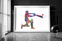 Cricket Player Man Watercolor Print Male Cricket Cricket Art Wall Art Decor Boys Cricket Player Home Decor Boys Sport Man Cave Wall Art-1892