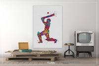 Cricket Player Man Watercolor Print Male Cricket Gift Cricket Art Wall Art Wall Decor Boys Cricket Player Home Decor Boys Sport Wall Art-403