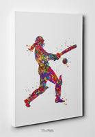 Cricket Player Woman Watercolor Print Female Cricket Gift Cricket Art Wall Art Wall Decor Girl Cricket Player Home Decor Sport Wall Art-406