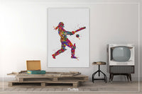 Cricket Player Woman Watercolor Print Female Cricket Gift Cricket Art Wall Art Wall Decor Girl Cricket Player Home Decor Sport Wall Art-406
