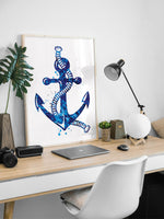 Coastal Decor Navy Blue Watercolor Print Set of 3 Summer Decor Lighthouse Sailboat Anchor Nautical Wall Art Bathroom Decor Wall Hanging-1661