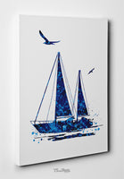 Coastal Decor Navy Blue Watercolor Print Set of 3 Summer Decor Lighthouse Sailboat Anchor Nautical Wall Art Bathroom Decor Wall Hanging-1661