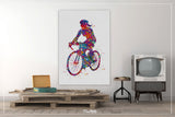 Cyclist Girl Watercolor Print Dirt Bike Woman Mountain Biking Female Biker Stunt Racing Road Bicycling Road Bike MTB Cycling Wall Art-404