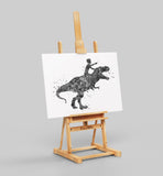 Dinosaur Rider Boy Watercolor Print Little Boy and T-Rex Art Gift Birthday Party Boys Room Decor Wall Art Nursery Decor Wall Hanging-1797