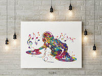 DJ Watercolor Print Headphone Music Art Wall Art Poster Room Decor Gift DJ Gift Teen Room Bedroom Party Musical Decor Art Music Studio-1817