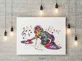 DJ Watercolor Print Headphone Music Art Wall Art Poster Room Decor Gift DJ Gift Teen Room Bedroom Party Musical Decor Art Music Studio-1817