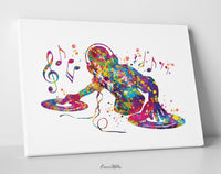 DJ Watercolor Print Headphone Music Art Wall Art Poster Room Decor Gift DJ Gift Teen Room Bedroom Party Musical Decor Art Music Studio-1817