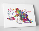 DJ Watercolor Print Headphone Music Art Wall Art Poster Room Decor Gift DJ Gift Teen Room Bedroom Party Musical Decor Art Music Studio-1817