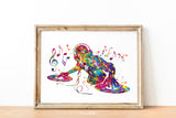 DJ Watercolor Print Headphone Music Art Wall Art Poster Room Decor Gift DJ Gift Teen Room Bedroom Party Musical Decor Art Music Studio-1817