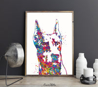 Doberman Portrait Watercolor Print Doberman Print Poster Gift Pet Dog Love Puppy Friend Animal Dog Doberman Poster Pet Decor Dog Art-1875