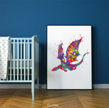 Dragon Watercolor Print Wall Art Poster Kids Bedroom Decor Dragon Prints Wall Hanging Nursery Decor For Boys Teen Wall Decor Dragon Art-1712