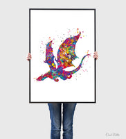 Dragon Watercolor Print Wall Art Poster Kids Bedroom Decor Dragon Prints Wall Hanging Nursery Decor For Boys Teen Wall Decor Dragon Art-1712