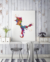 Dragon Watercolor Print Wall Art Poster Kids Room Art Home Decor Wall Hanging Nursery Decor For Boys Teen Bedroom Wall Decor Dragon Art-805