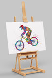 Downhill Mountain Biking Watercolor Print Dirt Bike Mountain Biker Poster Stunt Racing Bike Extreme Sport Print For Him Sports Wall Art-1854