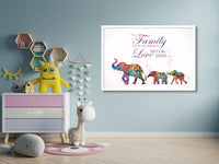 Elephant Family Watercolor Print Mother and Two Babies Kids Family Quote Family Gift Wall Art Christmas Gift Childrens Nursery Decor-1845