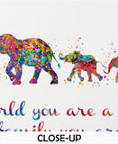 Elephant Family Mom Dad and Four Baby Watercolor Print Quote Art Wedding Gift Family Print Wall Art Home Decor Housewarming Wall Prints-1863