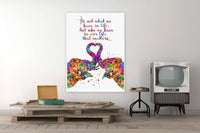 Elephant Love Quote Watercolor Print Kiss Love Couple Wedding Housewarming Gift Wall Art Wall Decor Art Anniversary Gift Wall Hanging-1872