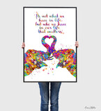 Elephant Love Quote Watercolor Print Kiss Love Couple Wedding Housewarming Gift Wall Art Wall Decor Art Anniversary Gift Wall Hanging-1872