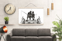 Father and Son Fishing Watercolor Print Fishing Poster Father Day Fishing Art Gift Wall Art Dad and Son Gift Home Decor Nursery Decor-1802