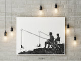 Father and Son Fishing Watercolor Print Fishing Poster Father Day Fishing Art Gift Wall Art Dad and Son Gift Home Decor Nursery Decor-1800
