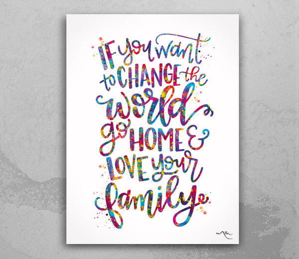 Family Quote Watercolour Print Love Your Family Wall Hanging Wall Decor Typo Calligraphy Housewarming Gift Christmas Gift Wall Art-1708