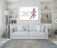 Female Runner Watercolor Print Afro Runner Woman Girl When your legs get tired run with your heart Quote poster running Gift Runners-1877