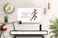 Female Runner Watercolor Print Afro Runner Woman Girl When your legs get tired run with your heart Quote poster running Gift Runners-1877